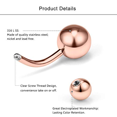 VFUN 14G Piercing Ceja Anillo & Corto Piercing Ombligo Acero Inoxidable Mujer Piercing Curvados Ombligo Vientre Anillo CZ Barbell Joyería Piercing del Cuerpo 10 Piezas