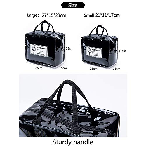 Viaje Bolsas Cosméticas Para Mujeres,Portátil Moda Bolsa De Aseo Cuero Bolsa De Maquillaje Impermeable Organizador De Accesorios Bolso Multifunción Almacenamiento Para Chicas Negro - Grande