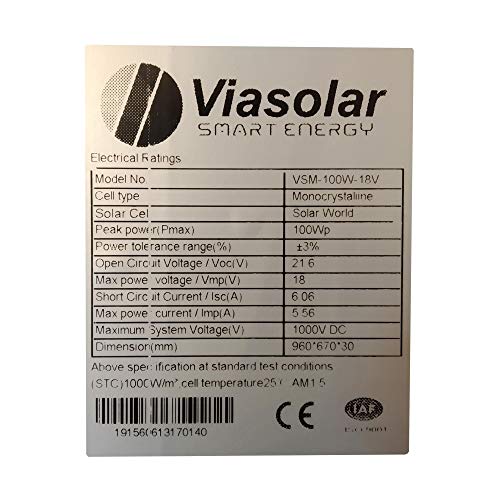 VIASOLAR Kit 100W Pro 12V Panel Solar monocristalino células alemanas