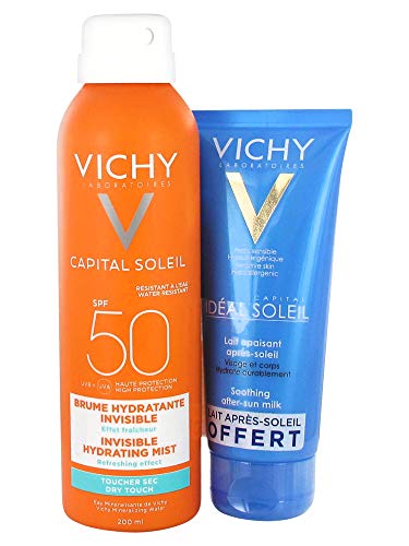 Vichy Idéal Soleil Invisible spray hidratante SPF 50 200 ml + relajante After-Sun leche 100 ml libre