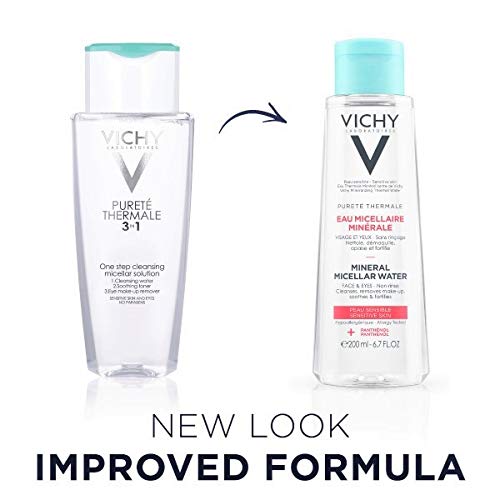 Vichy Pureté Thermale - Agua mineral micelar para pieles sensibles, 200 ml
