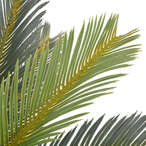 vidaXL Planta Artificial Decoración Palmera CICA Maceta Flores Decorativas Realistas Exterior Interior Oficina Hojas Plástico 90 cm Alta Verde Marrón
