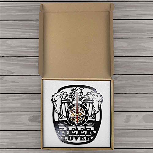 Vidrio de espuma cerveza bar reloj de pared vítores vino cervecería decoración reloj de pared amantes de la cerveza bebedores regalo LP disco de vinilo hecho a mano reloj de pared regalo 12 pulgadas