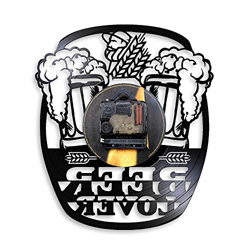 Vidrio de espuma cerveza bar reloj de pared vítores vino cervecería decoración reloj de pared amantes de la cerveza bebedores regalo LP disco de vinilo hecho a mano reloj de pared regalo 12 pulgadas