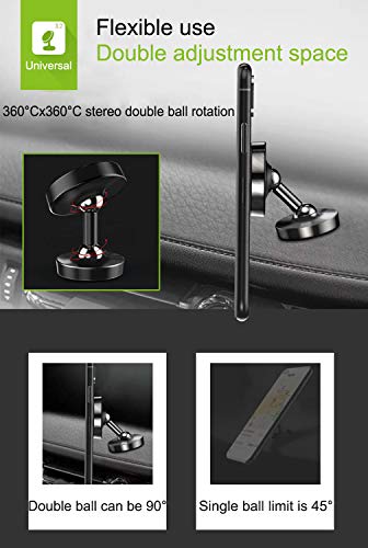 Viedouce 2 Pack Soporte Móvil Coche Magnético Universal,Soporte para Teléfono,Iman Móvil Coche 720° Rotación Apoyo Pegar a Cualquier Superficie Limpiado para iPhone Samsung Xiaomi,Huawei (Stlye-07)