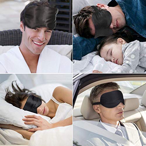 Viedouce Antifaz Dormir Avion Mascara Dormir Adultos Seda Mascara Ojos Dormir Antifaz Niños Hombre Mujer Ergonomico 100% Anti-Luz 100% Natural Seda Máscara de Sueño Noche Correa Ajustable Antifaces