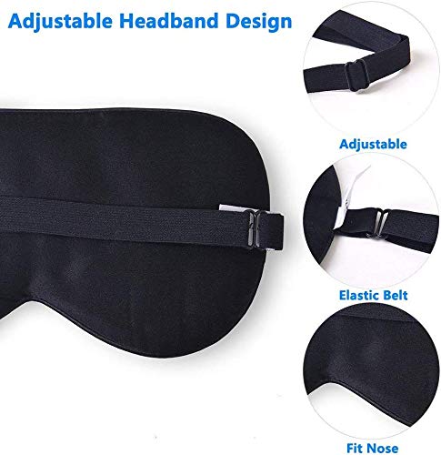 Viedouce Antifaz Dormir Avion Mascara Dormir Adultos Seda Mascara Ojos Dormir Antifaz Niños Hombre Mujer Ergonomico 100% Anti-Luz 100% Natural Seda Máscara de Sueño Noche Correa(1 Pack- Azul)