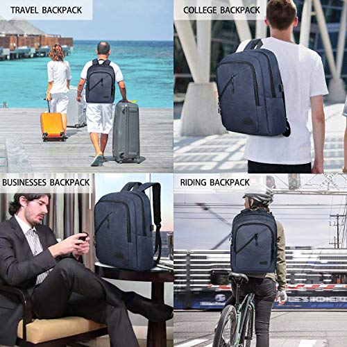 Viedouce Mochila para Portátiles Escolares,Mochilas Antirrobo Impermeable,Daypacks con Puerto de Carga USB & Puerto de Auriculares,Negocio Mochila Portátil para Hombre Mujer (Azul-17.3 Pulgadas)