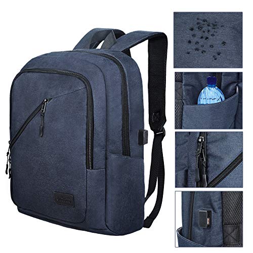 Viedouce Mochila para Portátiles Escolares,Mochilas Antirrobo Impermeable,Daypacks con Puerto de Carga USB & Puerto de Auriculares,Negocio Mochila Portátil para Hombre Mujer (Azul-17.3 Pulgadas)