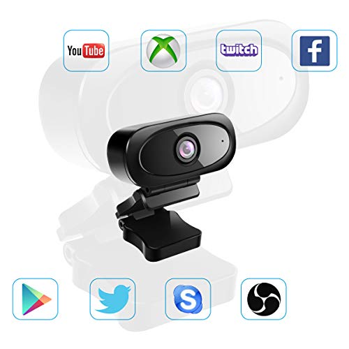 Viflykoo Webcam con micrófono, cámara Web 1080P Full HD con micrófono estéreo,Compatible con Mainstream XP2 y Superior,Mac,Vista,win7/8/10, Adecuado para PC,computadoras de Escritorio