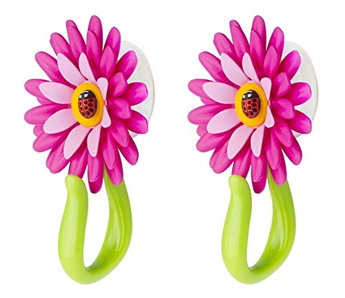 VIGAR Flower Power Gancho con Ventosa, Rosa, 8x5x12 cm, 2 Unidades, PP, Goma, PPN, PVC Friendly, Magenta y Verde, Dimensiones: 8 x 5 x 12 cm