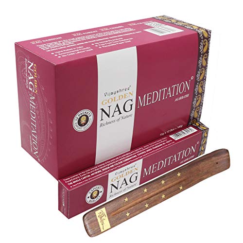 Vijayshree Varillas de Incienso Golden Nag Series Masala Agarbath 12 Unidades, 180 g, con Soporte para Palos de Venta por Easy 4 Save
