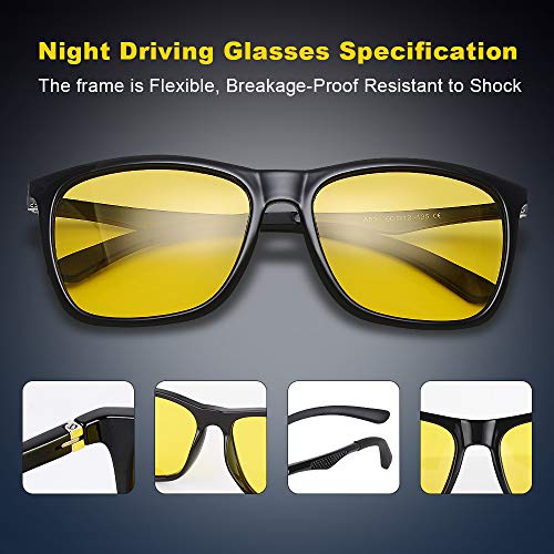 Vimbloom Gafas de Sol de Conducción Polarizada Lente Amarilla Gafas de HD Visión Polarizadas Conduccion Nocturna para Hombre Mujer VI573