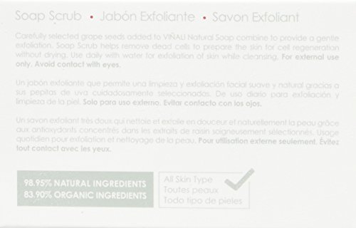 Viñali - Jabón natural exfoliante para el rostro "Savon Exfoliant" con Semillas de Uva y Agua de Uva BIO, Cosmética Ecológica, 105 gramos