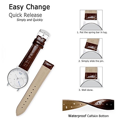 Vinband Correa para Relojs Quick Release Cuero Auténtico Becerro Correa Reloj Smar Bordes Cosidos - 14/16/18/20/22/24 mm Correa Reloj con Hebilla de Acero Inoxidable (20mm, Pink)