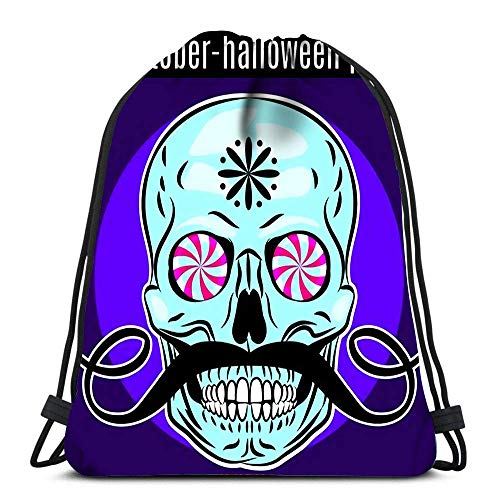 Vince Camu Mochila con cordón Plantilla de diseño de Fiesta de Halloween Folleto Calavera Divertida Durable para Llevar
