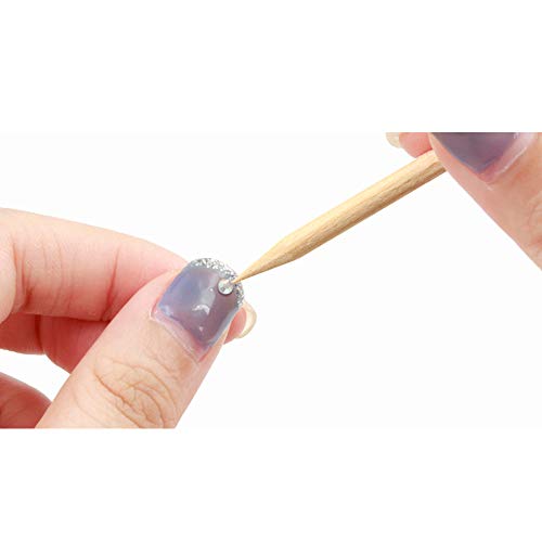 VINFUTUR 100pcs Palos Uñas Palillos Cutículas Naranja para Manicura Nail Art Levantadores Madera Naranja de Cutícula