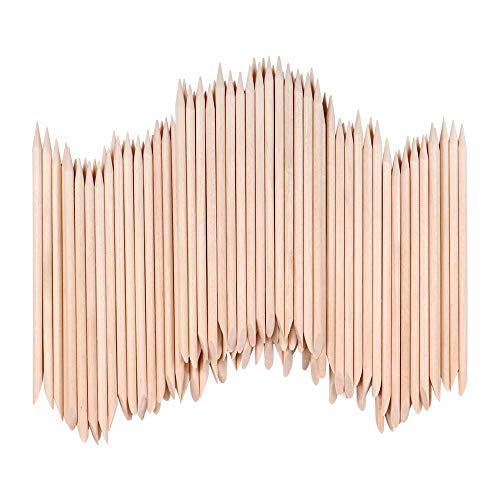 VINFUTUR 100pcs Palos Uñas Palillos Cutículas Naranja para Manicura Nail Art Levantadores Madera Naranja de Cutícula