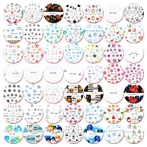 VINFUTUR 60 Hojas Pegatinas al Agua para Uñas Decorativas Pegatinas Uñas Transferencia Agua Nail Art Stickers Calcomanías Uñas Etiquetas Engomadas para DIY Decoración Arte de Uñas