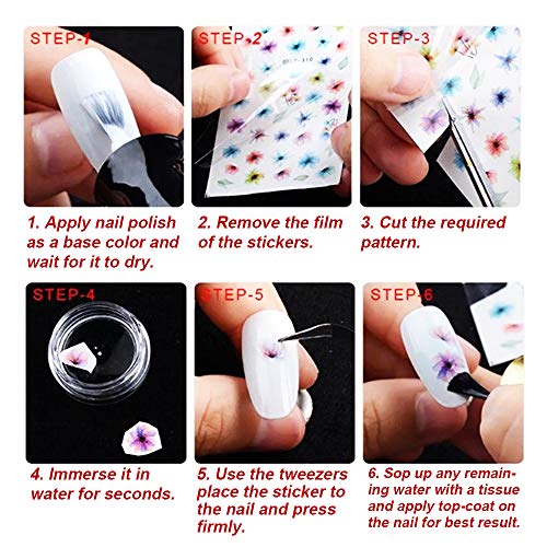VINFUTUR 60 Hojas Pegatinas al Agua para Uñas Decorativas Pegatinas Uñas Transferencia Agua Nail Art Stickers Calcomanías Uñas Etiquetas Engomadas para DIY Decoración Arte de Uñas