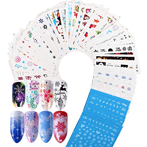 VINFUTUR 60 Hojas Pegatinas al Agua para Uñas Decorativas Pegatinas Uñas Transferencia Agua Nail Art Stickers Calcomanías Uñas Etiquetas Engomadas para DIY Decoración Arte de Uñas