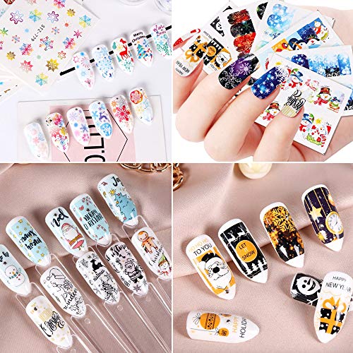 VINFUTUR 60 Hojas Pegatinas al Agua para Uñas Decorativas Pegatinas Uñas Transferencia Agua Nail Art Stickers Calcomanías Uñas Etiquetas Engomadas para DIY Decoración Arte de Uñas