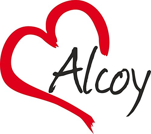 Vinilo Adhesivo para el coche o la moto " ALCOY " (Ciudad) corazón Sticker ca.9x10cm Pegatina sin fondo