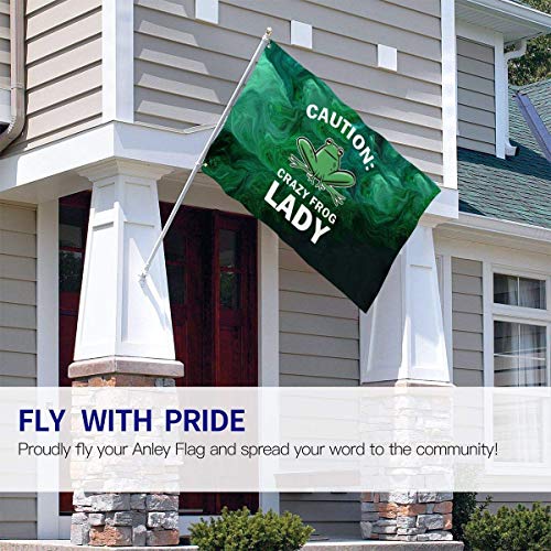 Viplili Banderas 3x5 Feet Caution Crazy Frog Lady Logo - Vivid Color and UV Fade Resistant - Bandera del jardín