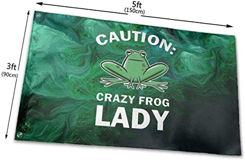 Viplili Banderas 3x5 Feet Caution Crazy Frog Lady Logo - Vivid Color and UV Fade Resistant - Bandera del jardín