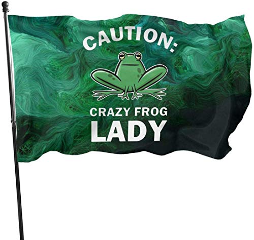 Viplili Banderas 3x5 Feet Caution Crazy Frog Lady Logo - Vivid Color and UV Fade Resistant - Bandera del jardín