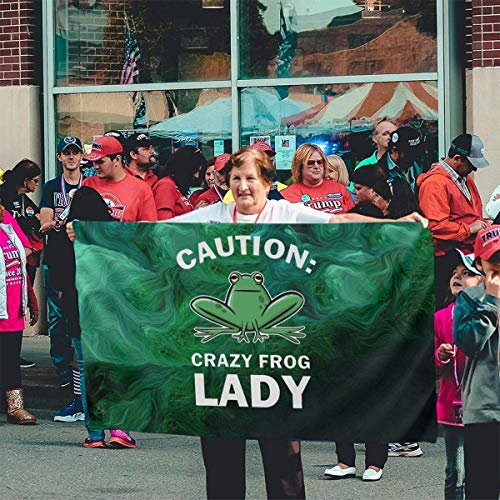 Viplili Banderas 3x5 Feet Caution Crazy Frog Lady Logo - Vivid Color and UV Fade Resistant - Bandera del jardín