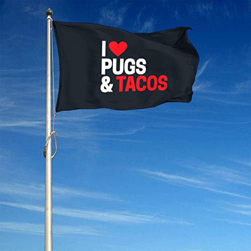 Viplili Banderas, 3x5 Feet -Polyester Flags I Love Tacos Flag,Yard Holiday and Seasonal Garden Flag Set