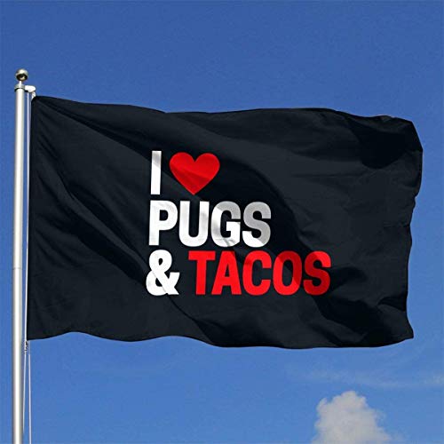 Viplili Banderas, 3x5 Feet -Polyester Flags I Love Tacos Flag,Yard Holiday and Seasonal Garden Flag Set