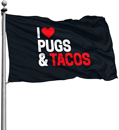 Viplili Banderas, 3x5 Feet -Polyester Flags I Love Tacos Flag,Yard Holiday and Seasonal Garden Flag Set