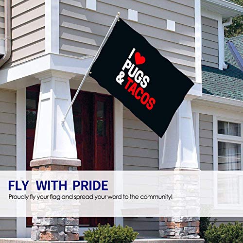 Viplili Banderas, 3x5 Feet -Polyester Flags I Love Tacos Flag,Yard Holiday and Seasonal Garden Flag Set