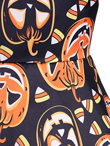 Víspera de Todos los Santos, Covermason Carnaval Dress Up Costume Halloween Dress - Precioso Vestido de Fiesta para señoras(Naranja,44EU)