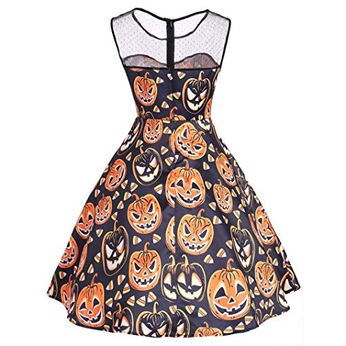 Víspera de Todos los Santos, Covermason Carnaval Dress Up Costume Halloween Dress - Precioso Vestido de Fiesta para señoras(Naranja,44EU)
