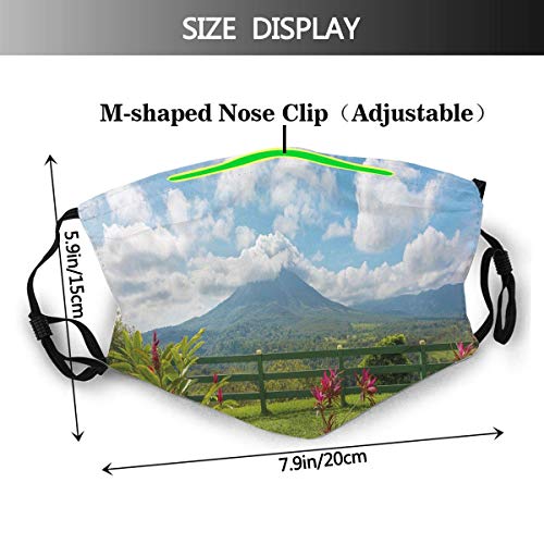 Vista del Volcán Arenal Desde el Punto de observación Costa Rica Vista panorámica Decoraciones faciales FA-CE Co-Ver con filtros Bandana