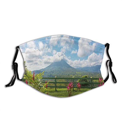 Vista del Volcán Arenal Desde el Punto de observación Costa Rica Vista panorámica Decoraciones faciales FA-CE Co-Ver con filtros Bandana