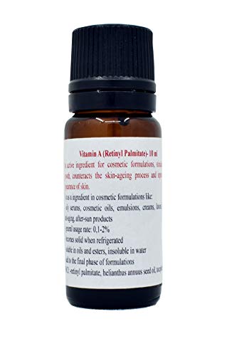 Vitamina A 10 ml de suero, suero Retinol - (RETINIL PALMITATO) mejor anti envejecimiento, antiarrugas, piel restor, rostro; Ingrediente cosmético - 100% natural, puro y orgánico 10 ml