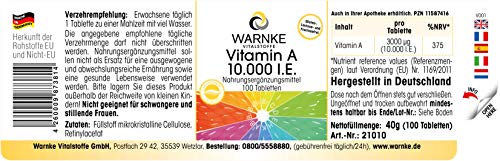 Vitamina A 10.000 U.I. – Retinol en cápsulas – Vegano – 100 cápsulas