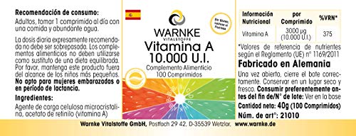 Vitamina A 10.000 U.I. – Retinol en cápsulas – Vegano – 100 cápsulas