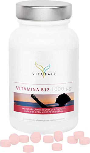 Vitamina B12-1000 µg por Porción - 365 Comprimidos - Provisión Anual - 40.000% de la Necesidad Diaria - Dosis Alta de Metilcobalamina - Vegano - Máxima Biodisponibilidad - German Quality