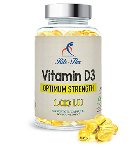 Vitamina D3 1.000 IU, 365 Cápsulas de Gel Suministro Para Un Año, Sólo Una Dosis Al Día, Eficacia Óptima de Flex-D3 (365 Cápsulas de Gel)