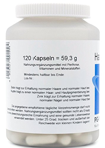 Vitaminas para el cabello, la piel, las uñas con biotina, zinc, cobre, mijo perla y extracto de bambú - 120 capsulas
