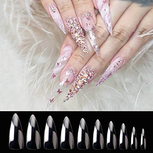 Vivid Stella 600 Uñas Postizas Naturales Acrílico Puntas Uñas Salón Pegamento Uñas Postizas Tacones Largos Transparentes