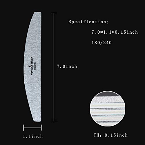 Vivid Stella Limas de Uñas Profesionales 180/240 Gel Lima Uñas de Doble Cara Barco Gris Lima de Uñas de Doméstico de Salones 10Pcs
