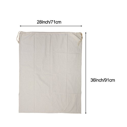 Vivifying - Bolsas de lavandería extra grandes de algodón natural, 2 unidades, 71 x 91 cm, plegable con cierre de cordón (beige)