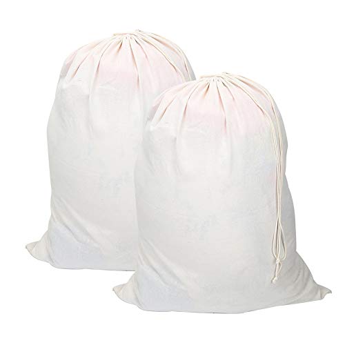Vivifying - Bolsas de lavandería extra grandes de algodón natural, 2 unidades, 71 x 91 cm, plegable con cierre de cordón (beige)