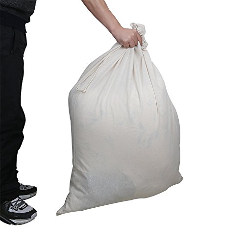 Vivifying - Bolsas de lavandería extra grandes de algodón natural, 2 unidades, 71 x 91 cm, plegable con cierre de cordón (beige)